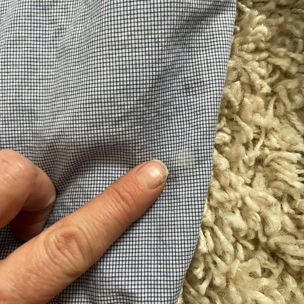 Brooks Brothers Makers Blue White Micro Check Cotton Shirt Made in USA 17-4‎